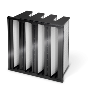 FILTRO DE AIRE CASSETTE 8 BAFLES  MARCO  PLÁSTICO LIBRE DE HALÓGENOS F9 FIBRAS DE VÍDRIO 18 M2.